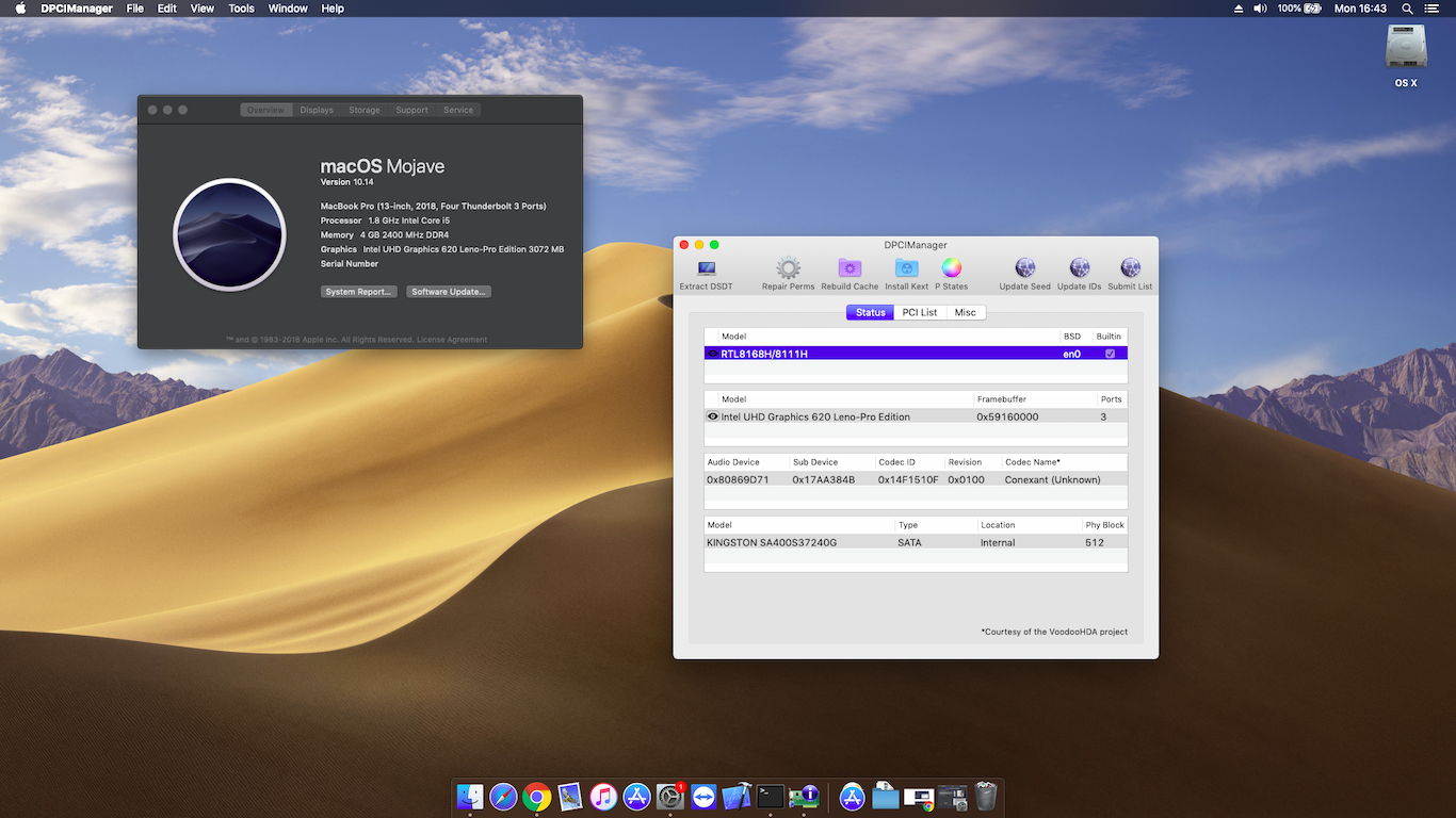 Success Hackintosh Mojave 10.14 Build 18A391 at Lenovo Ideapad 330-15IKB (with AMD eGPU)